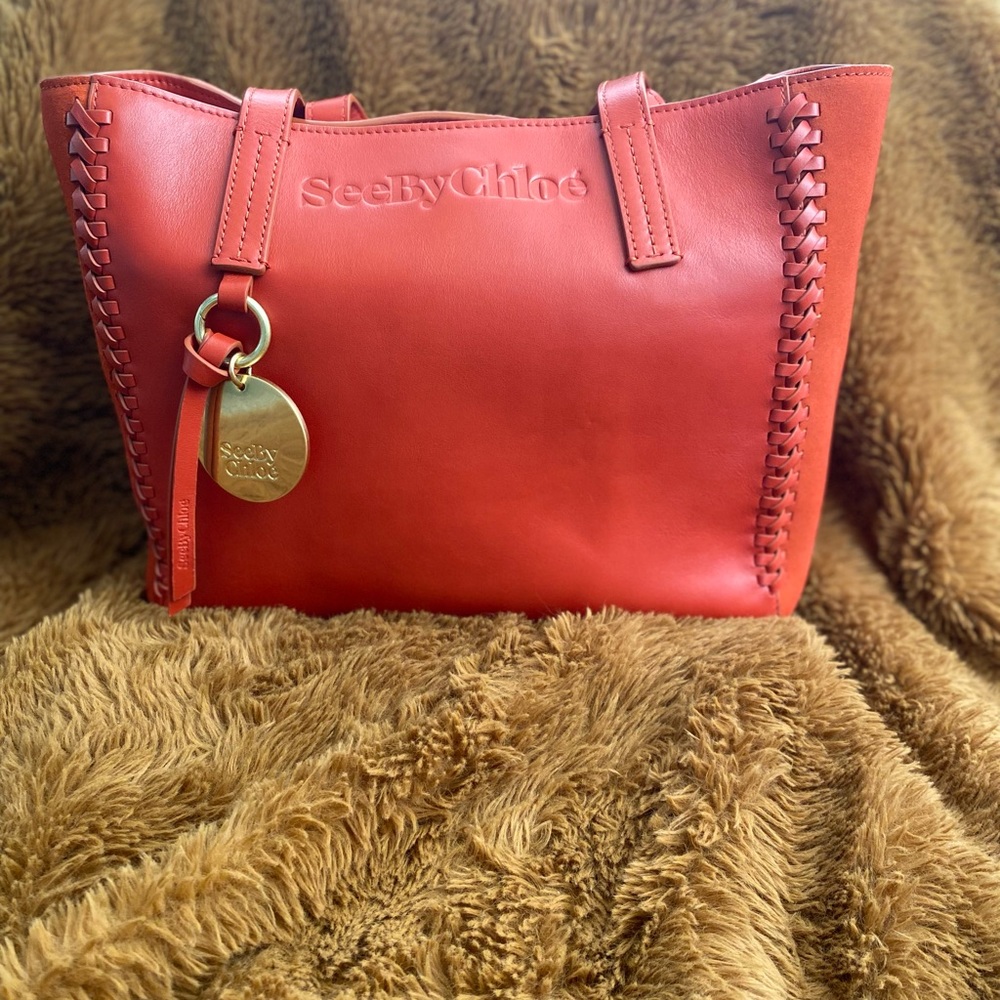 See by Chloé Tilda  Earthy Red Leather Tote Shoulder Bag